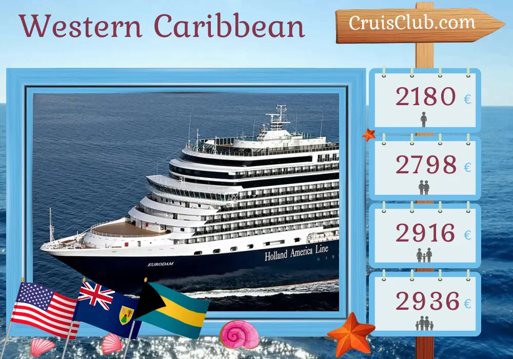 Cruise in the Western Caribbean from Fort Lauderdale aboard Eurodam ship with visits to USA, Dominican Republic, and Bahamas for 8 days