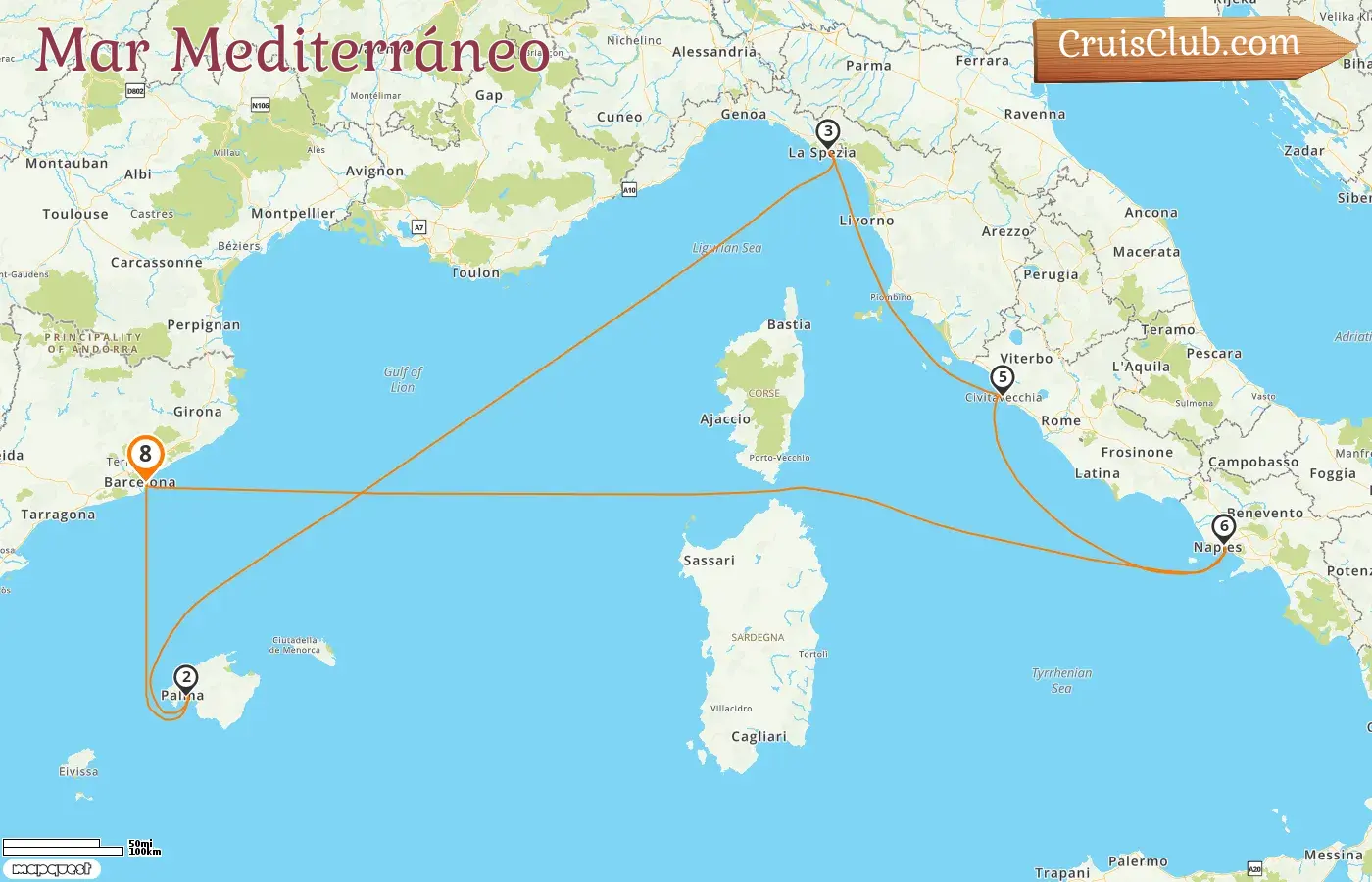 Crucero por el Mediterráneo desde Barcelona a bordo del barco Harmony of the Seas con visitas a España e Italia durante 8 días