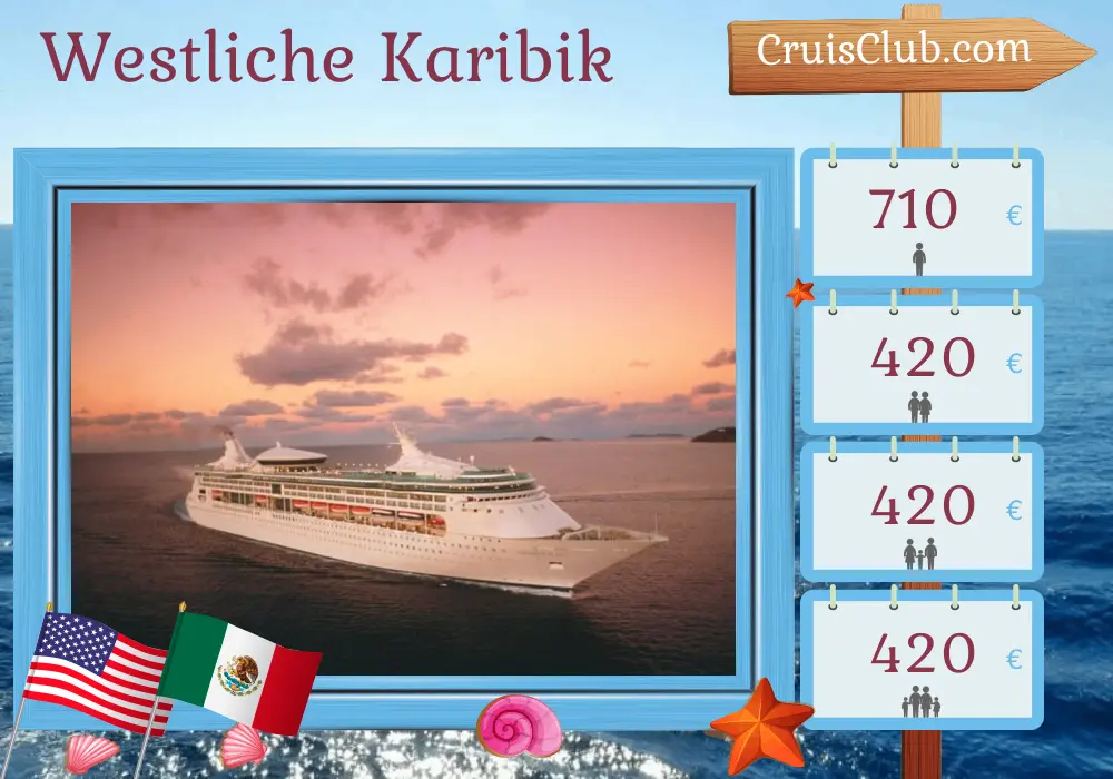 Kreuzfahrt in der westlichen Karibik ab Tampa an Bord des Schiffes Grandeur of the Seas mit Besuchen in den USA und Mexiko für 5 Tage