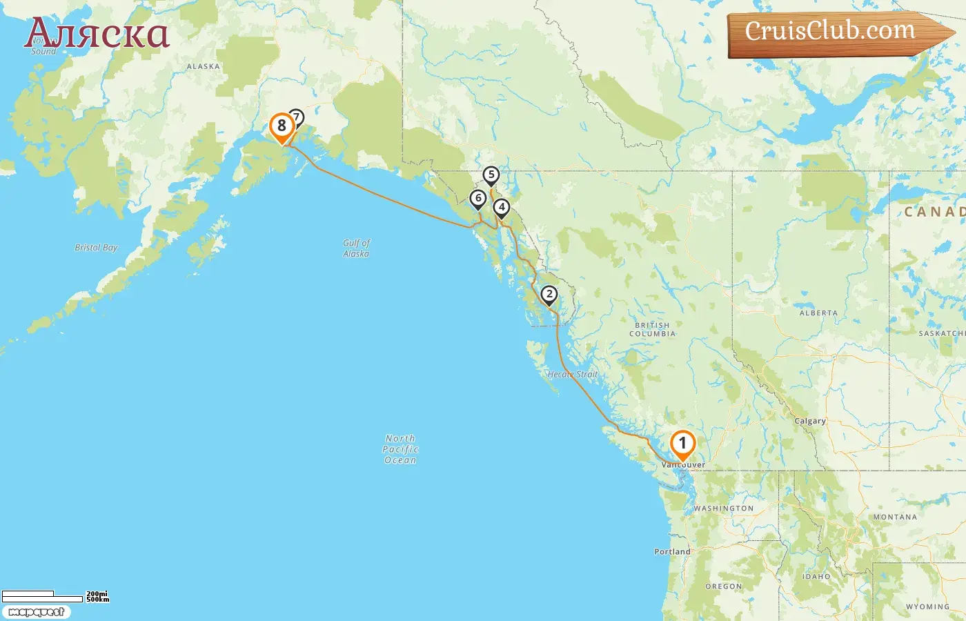 Круиз в Аляску из Ванкувера в Анкоридж на борту лайнера Crown Princess с посещением Канады и США на 8 дней