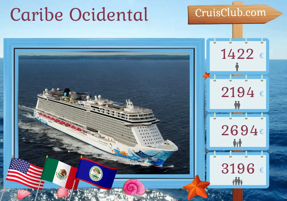 Cruzeiro no Caribe Ocidental a partir de Miami a bordo do navio Norwegian Escape com visitas aos EUA, México, Honduras e Belize por 8 dias