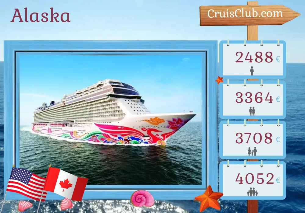 Cruise in the Alaska from Seattle aboard Norwegian Joy ship with visits to USA and Canada for 10 days