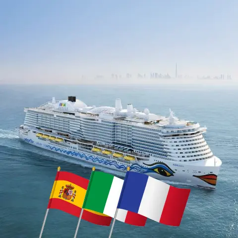 Cruise in the Mediterranean from Palma aboard AIDAcosma ship with visits to Spain, Italy, and France for 8 days