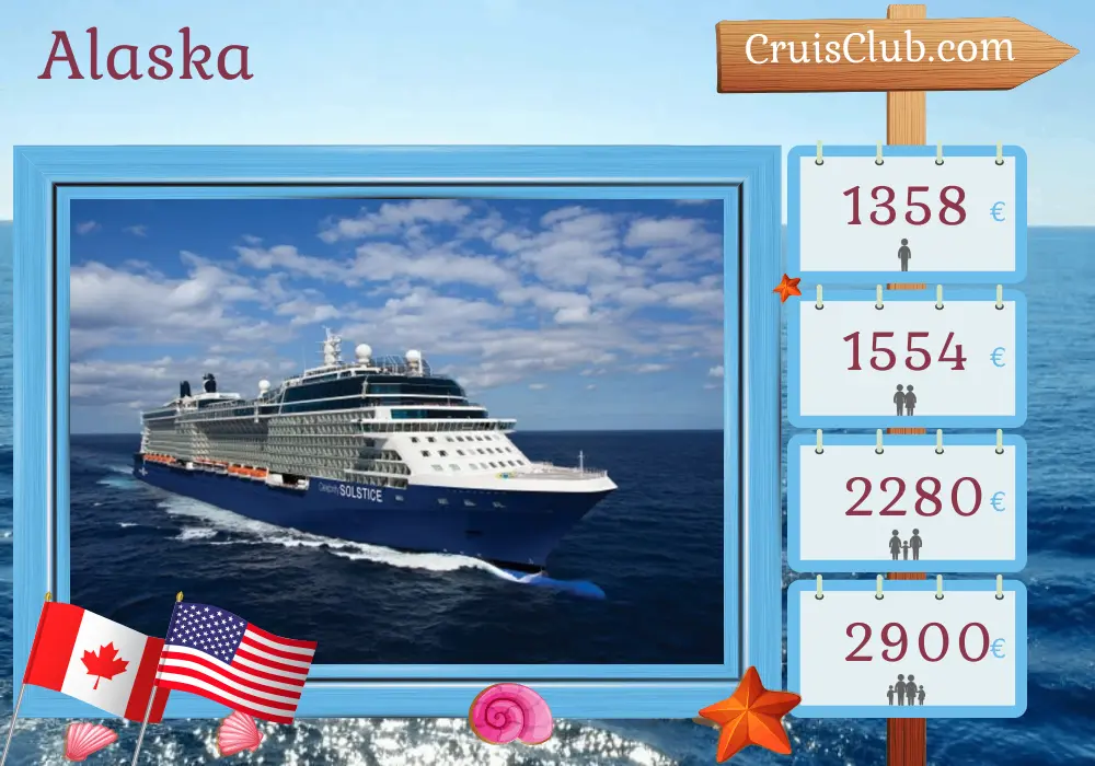 Croisière en Alaska depuis Vancouver à bord du navire Celebrity Solstice avec des visites au Canada et aux États-Unis pendant 8 jours