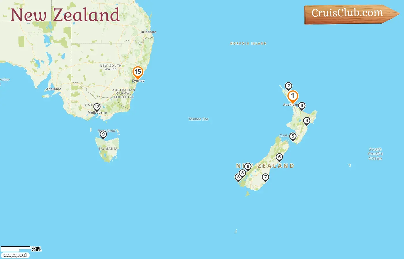 Cruise in the New Zealand from Auckland to Sydney aboard Seven Seas Explorer ship with visits to New Zealand and Australia for 15 days