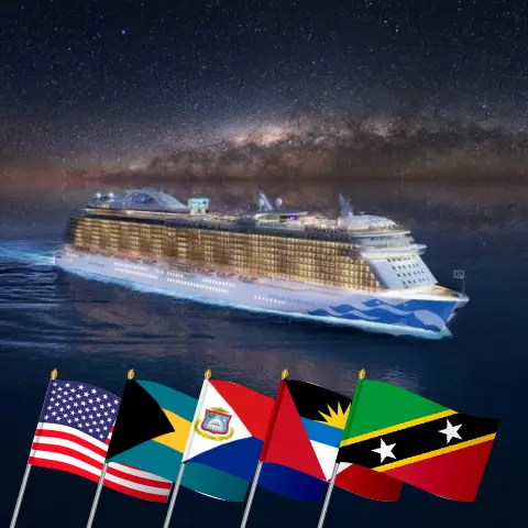 Cruise in the Eastern Caribbean from Fort Lauderdale aboard Enchanted Princess ship with visits to USA, Bahamas, Saint Kitts and Nevis, and British Virgin Islands for 11 days