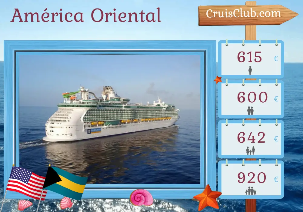 Cruzeiro pelo Leste da América a partir de Fort Lauderdale a bordo do navio Liberty of the Seas com visitas aos EUA e Bahamas por 5 dias