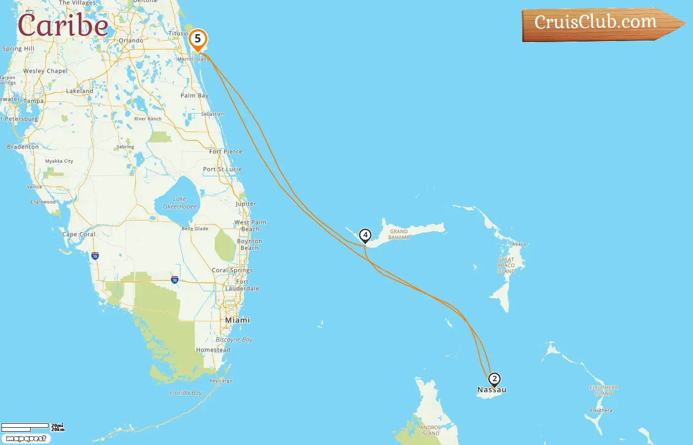 Crucero por el Caribe desde Port Canaveral / Orlando a bordo del barco Carnival Glory con visitas a EUA y Bahamas por 5 días