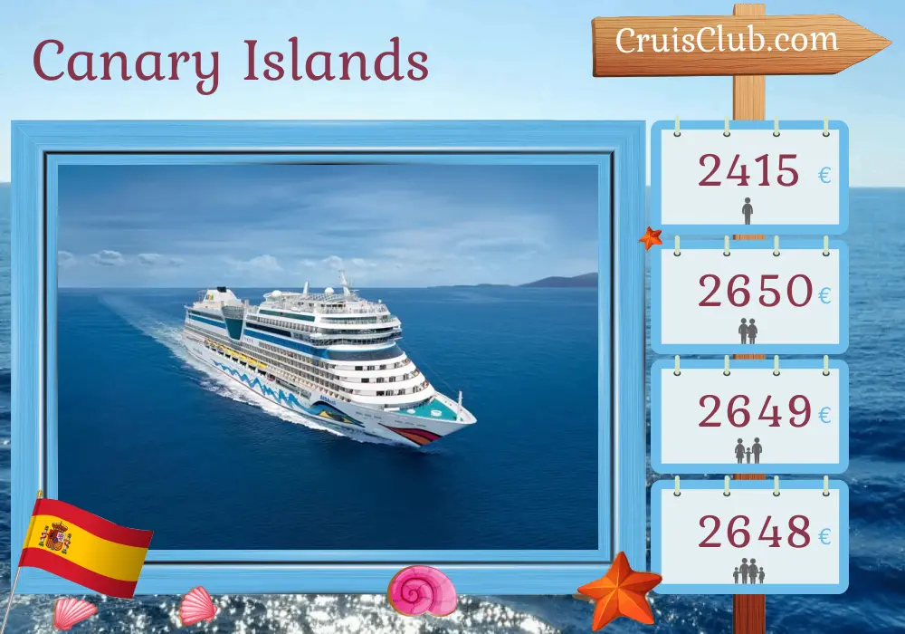 Cruise in the Canary Islands from Las Palmas to Puerto del Rosario aboard AIDAsol ship with visits to Spain for 13 days