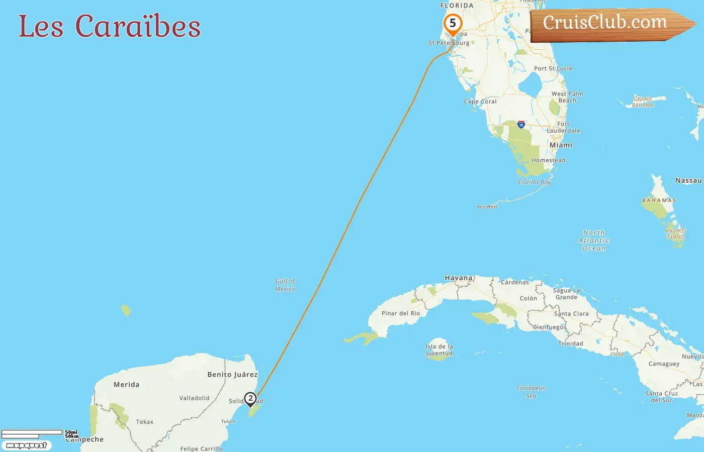 Croisière dans les Caraïbes depuis Tampa à bord du navire Enchantment of the Seas avec visites aux États-Unis et au Mexique pendant 5 jours