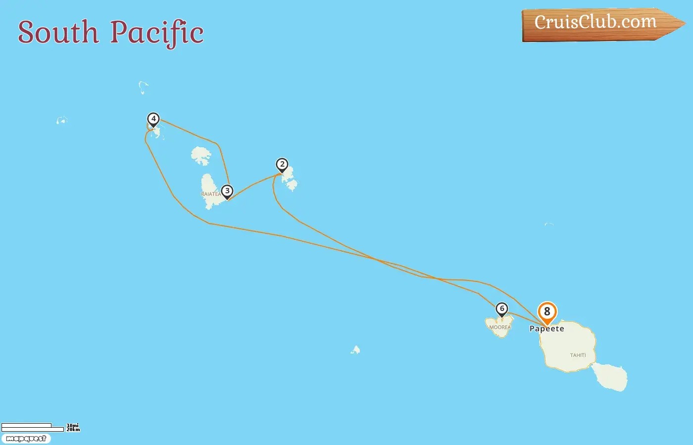 Cruise in the South Pacific from Papeete aboard Paul Gauguin ship with visits to French Polynesia for 8 days