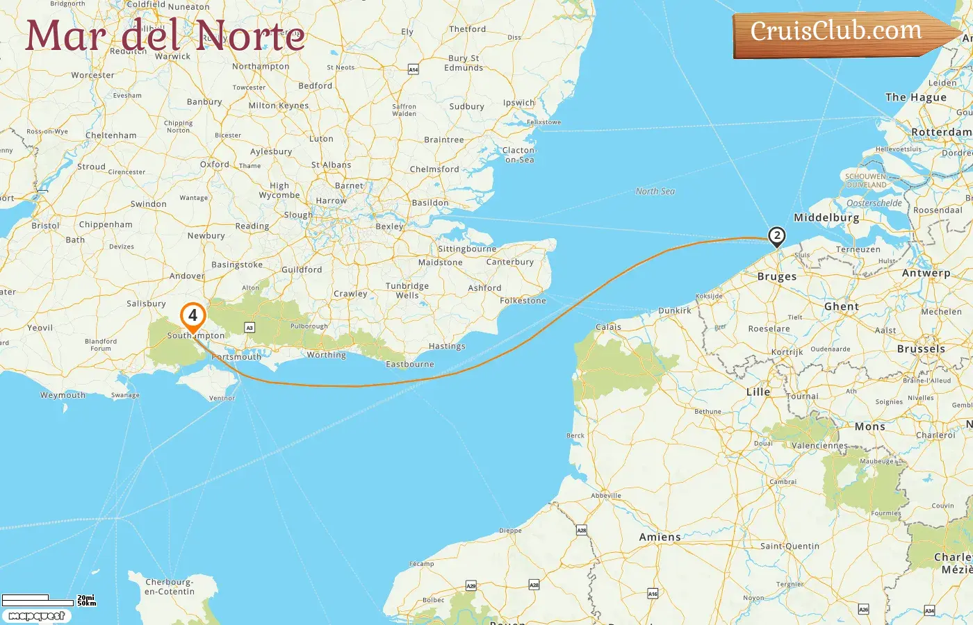 Crucero en el Mar del Norte desde Southampton a bordo del barco Queen Mary 2 con visitas a Bélgica durante 4 días