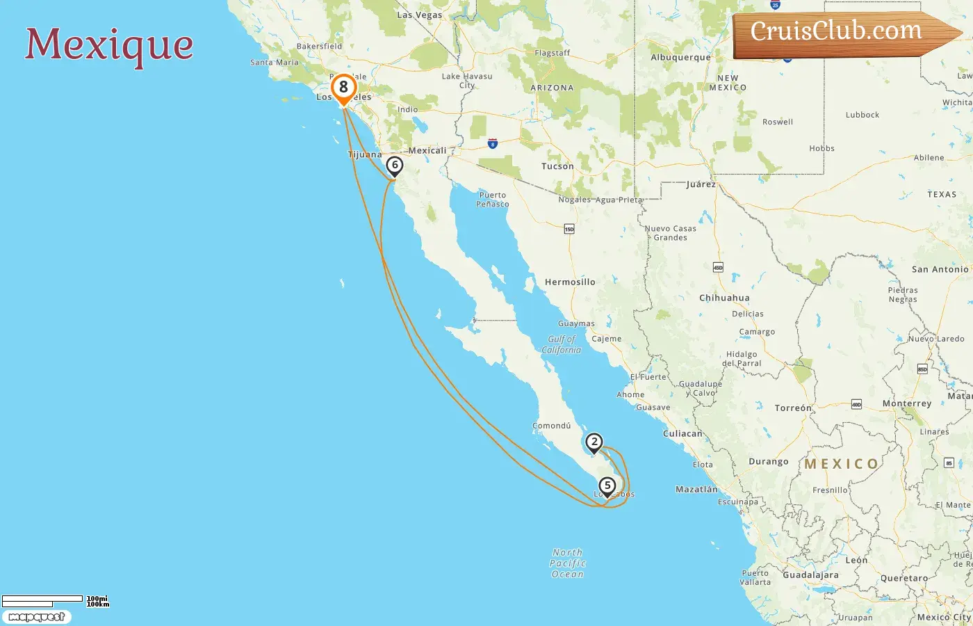 Croisière au Mexique depuis Los Angeles à bord du navire Emerald Princess avec visites aux Etats-Unis et au Mexique pendant 8 jours