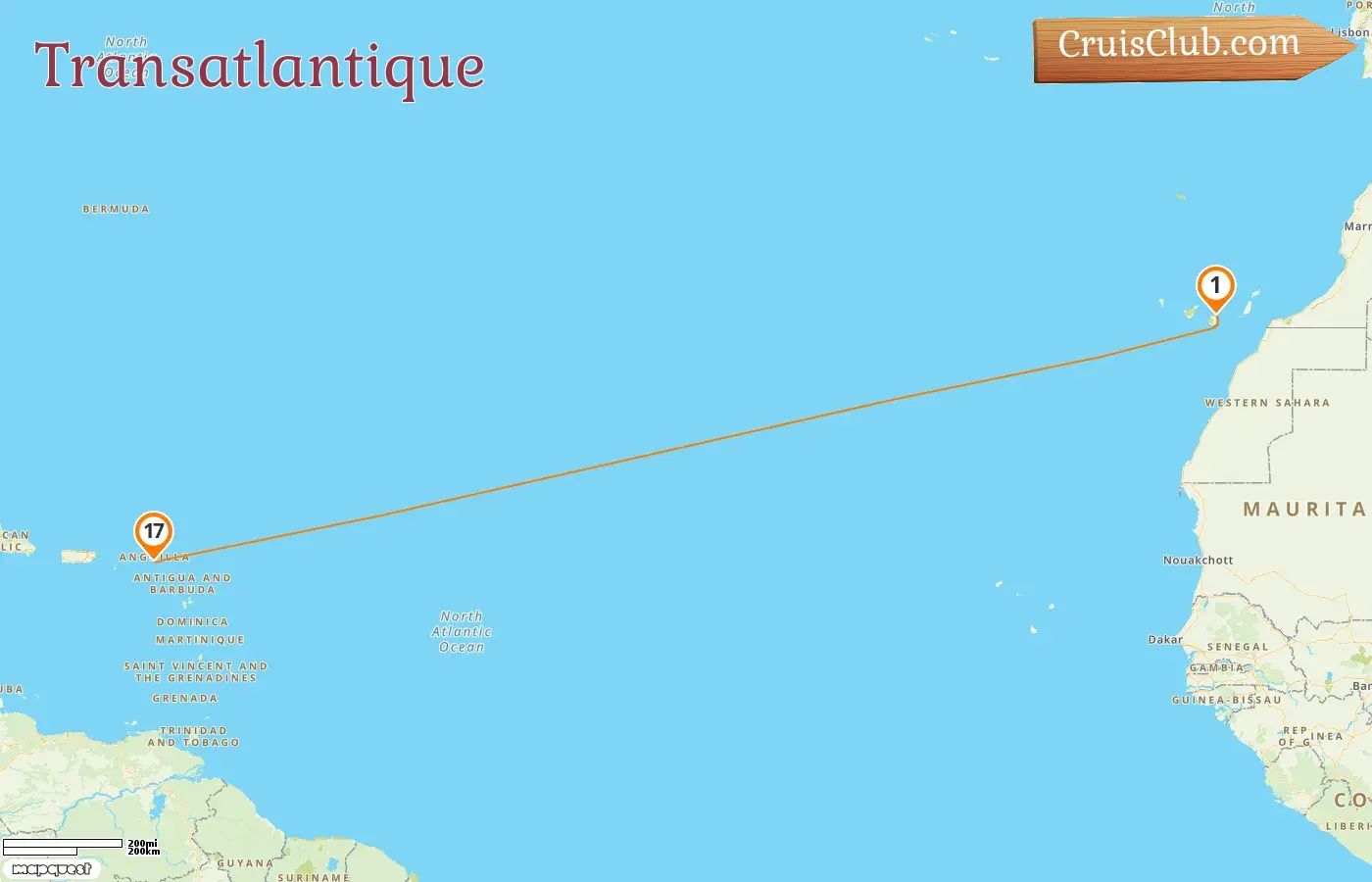 Croisière transatlantique de Las Palmas à Philipsburg à bord du navire Sea Cloud Spirit avec des visites en Espagne pendant 17 jours