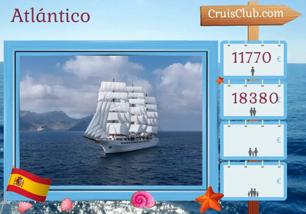 Crucero en el Transatlántico desde Las Palmas a Philipsburg a bordo del barco Sea Cloud Spirit con visitas a España por 17 días