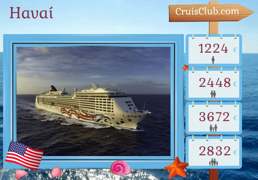 Cruzeiro no Havaí a partir de Honolulu a bordo do navio Pride of America com visitas aos EUA por 8 dias