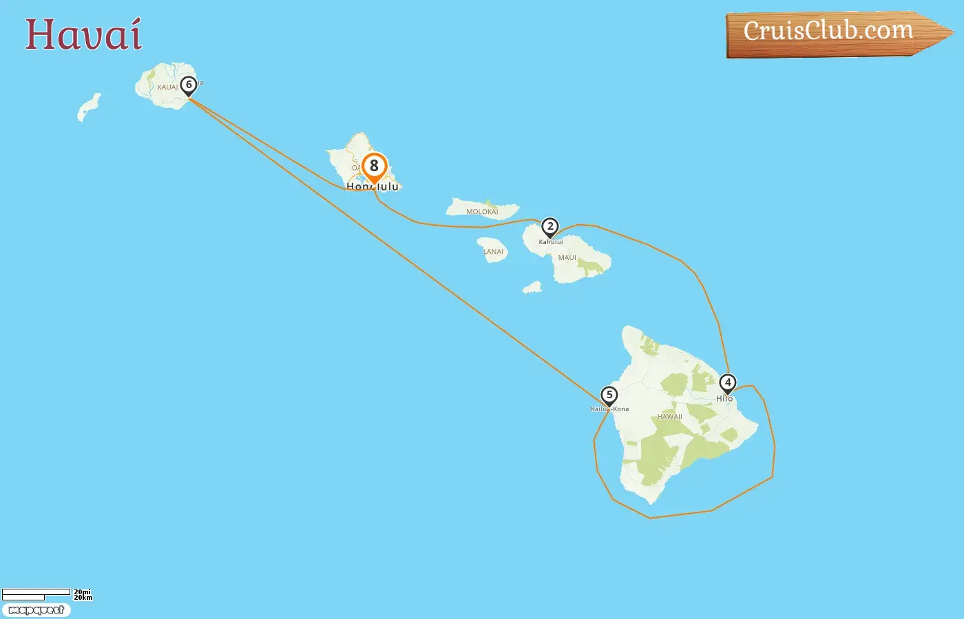 Cruzeiro no Havaí a partir de Honolulu a bordo do navio Pride of America com visitas aos EUA por 8 dias