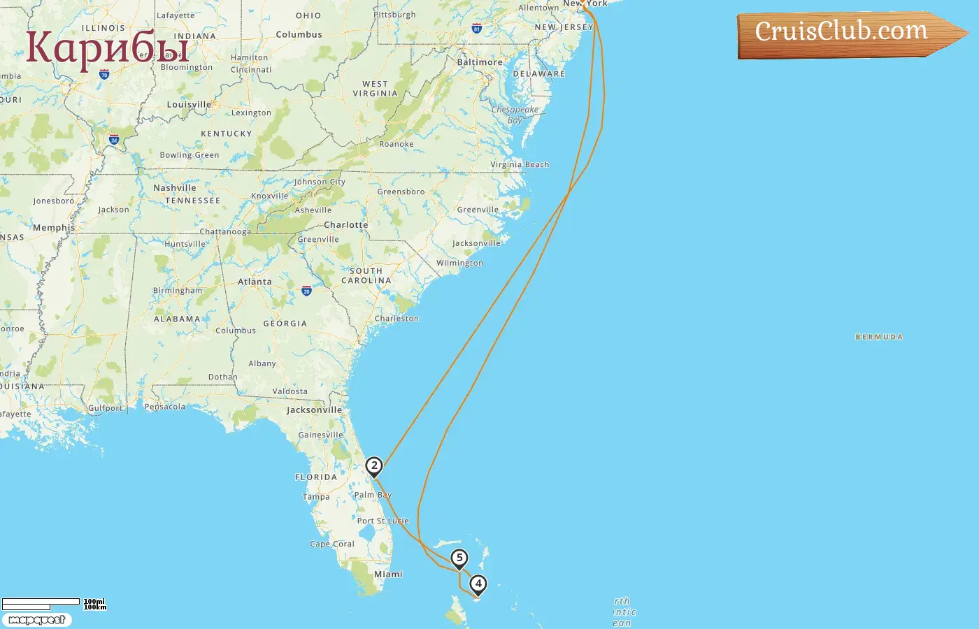 Круиз по Карибскому морю из порта Кейп-Либерти / Нью-Йорк на борту лайнера Oasis of the Seas с посещением США и Багамских островов на 8 дней