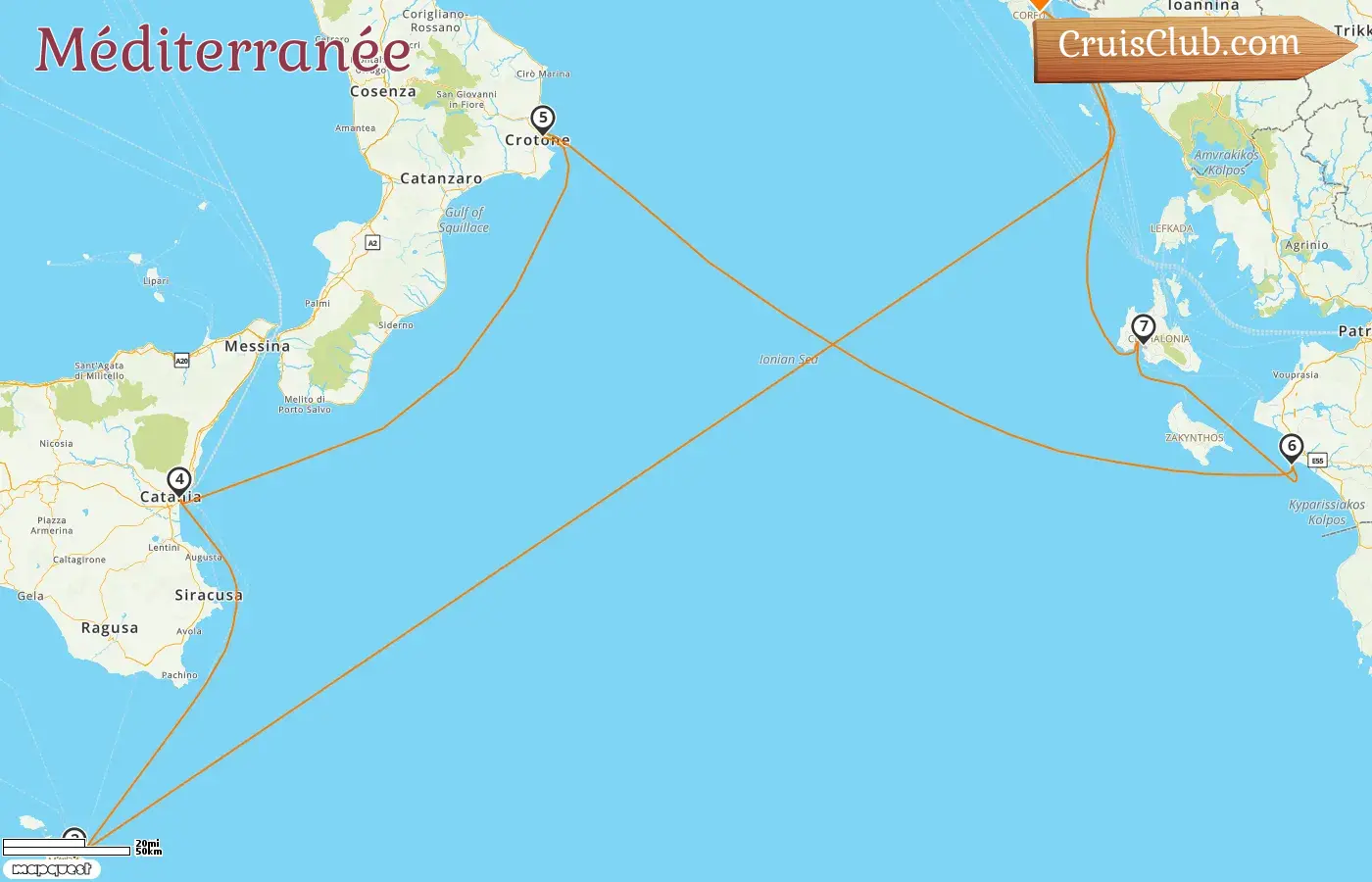 Croisière en Méditerranée au départ de Corfou à bord du navire AIDAblu avec des escales en Grèce, à Malte et en Italie pendant 8 jours