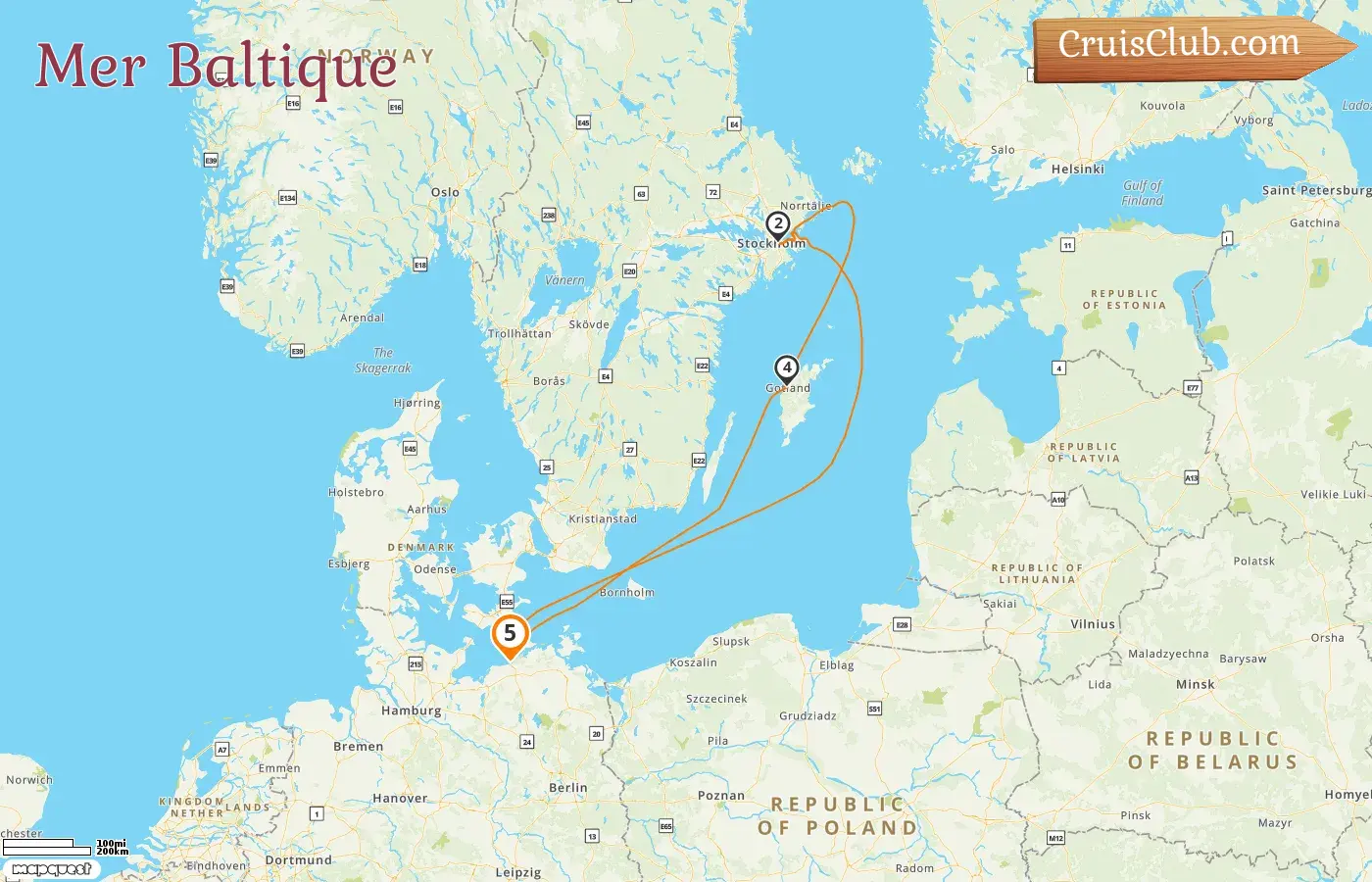 Croisière en mer Baltique au départ de Warnemünde à bord du navire AIDAmar avec escales en Allemagne et en Suède pendant 5 jours