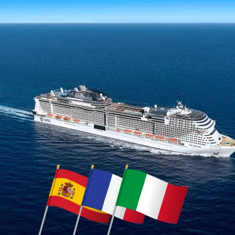 Cruise in the Mediterranean from Palma aboard MSC Grandiosa ship with visits to Spain, France, and Italy for 8 days