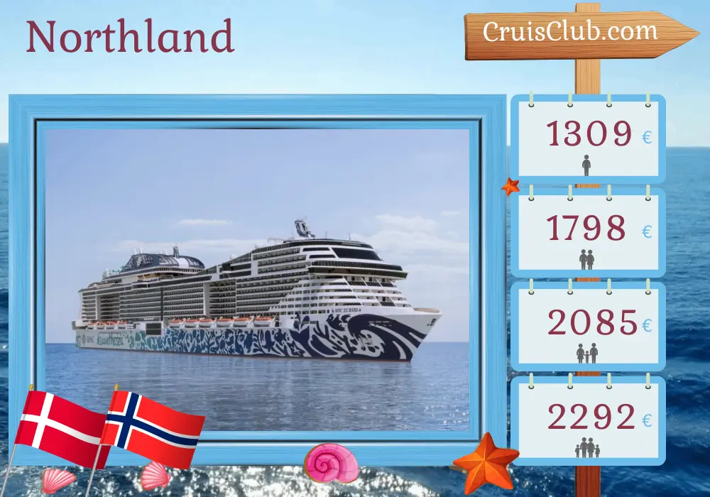 Cruise in the Northland from Copenhagen aboard MSC Euribia ship with visits to Denmark and Norway for 8 days