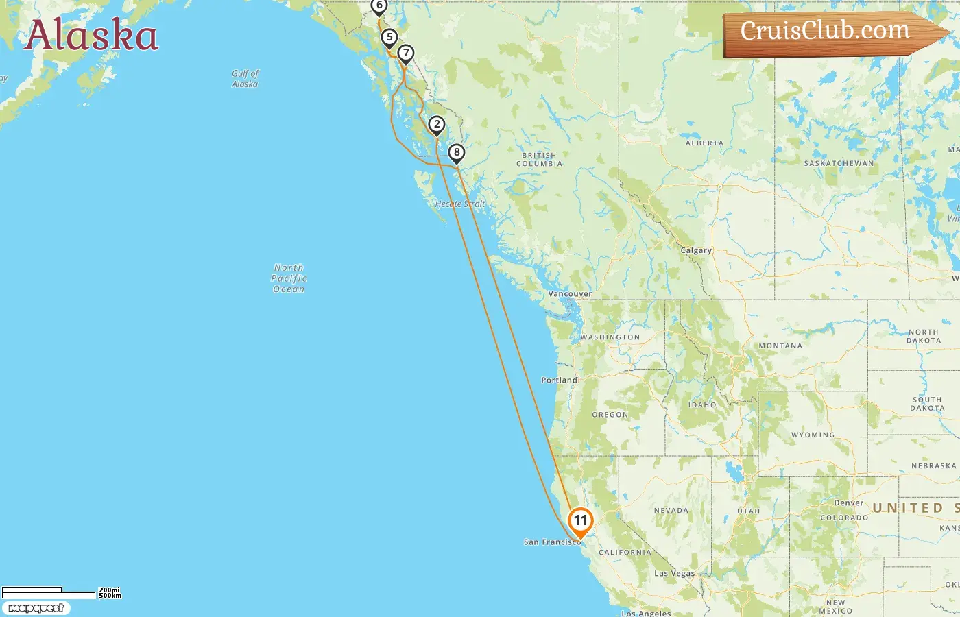 Crucero a Alaska desde San Francisco a bordo del barco Ruby Princess con visitas a Estados Unidos y Canadá por 11 días