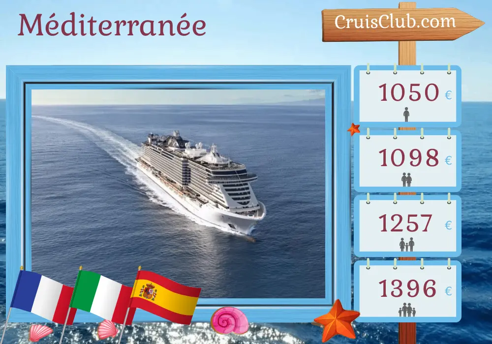 Croisière en Méditerranée au départ de Marseille à bord du navire MSC Seaview avec des visites en France, en Italie et en Espagne pendant 5 jours