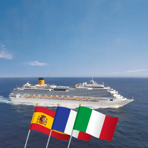 Cruise in the Mediterranean from Barcelona aboard Costa Fascinosa ship with visits to Spain, France, and Italy for 5 days