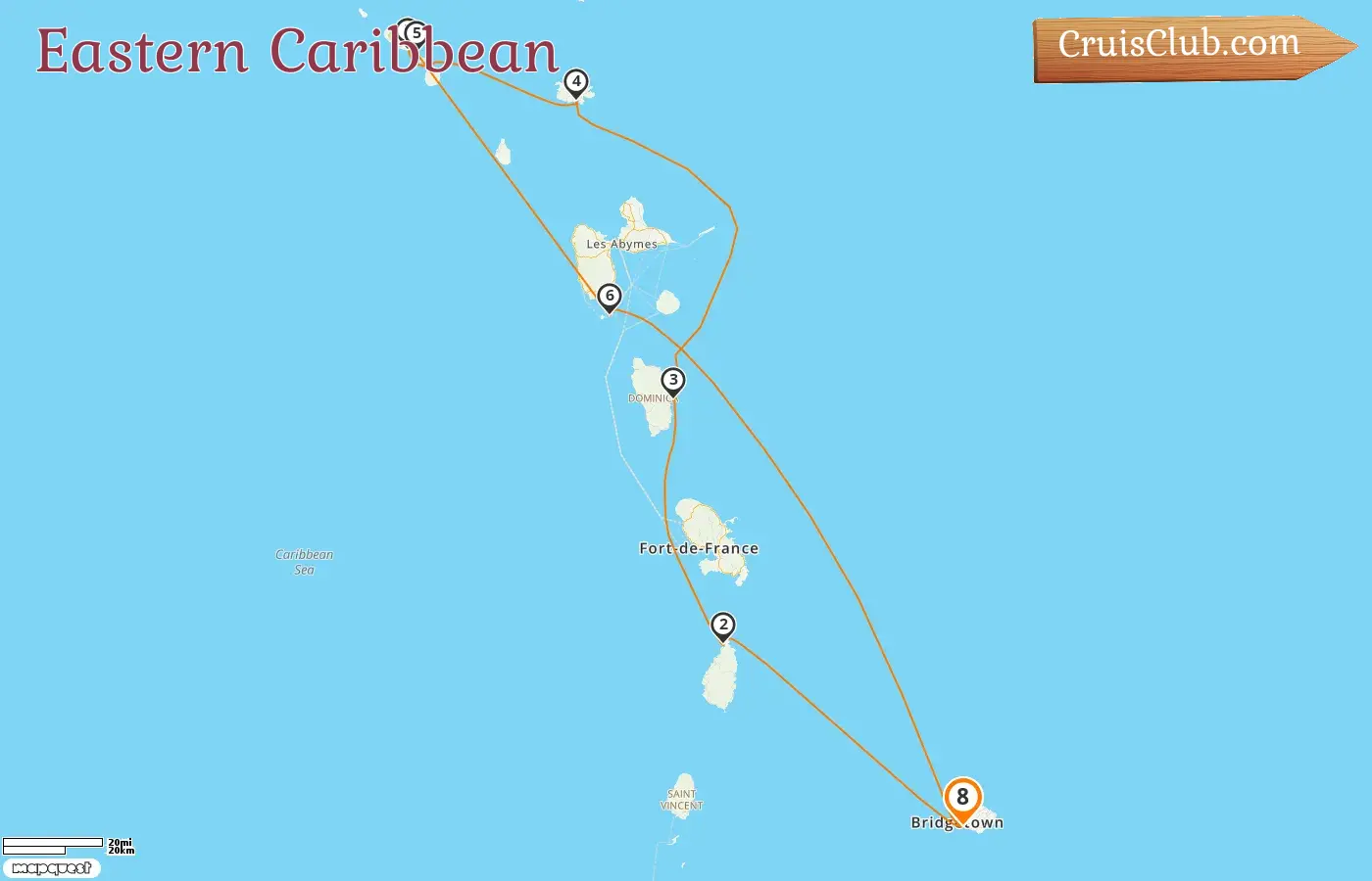 Cruise in the Eastern Caribbean from Bridgetown aboard Royal Clipper ship with visits to Barbados, Saint Lucia, Dominica, Saint Kitts and Nevis, and Guadeloupe for 8 days