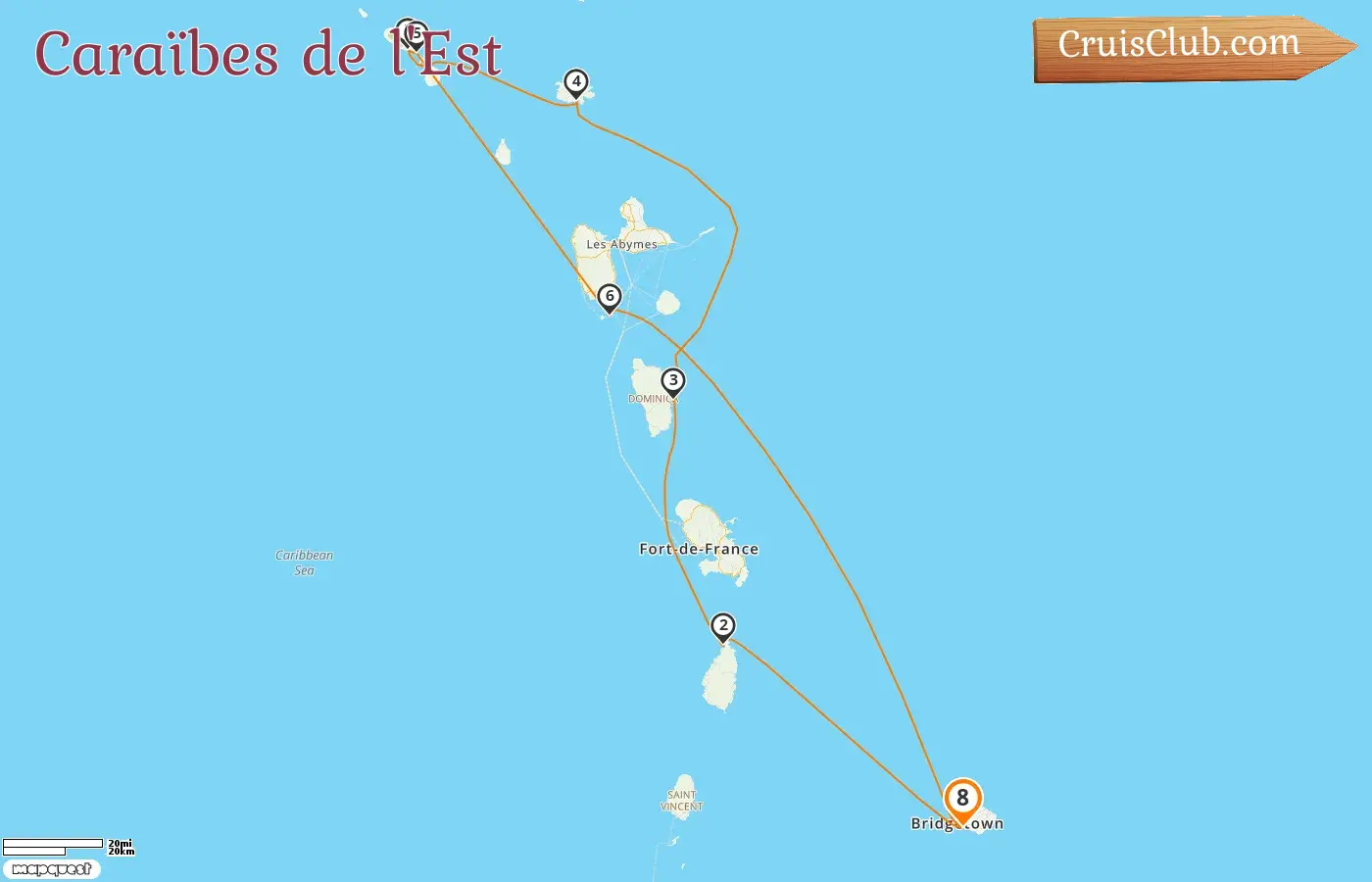 Croisière dans les Caraïbes orientales au départ de Bridgetown à bord du Royal Clipper avec escales à la Barbade, Sainte-Lucie, la Dominique, Saint-Kitts-et-Nevis et la Guadeloupe pendant 8 jours