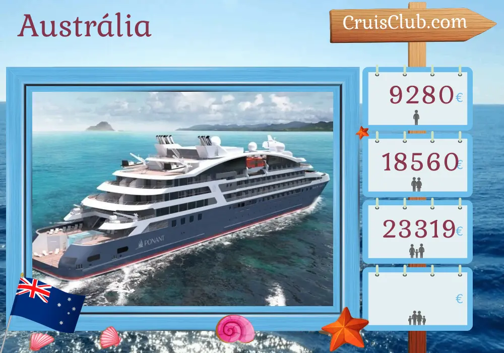Cruzeiro na Austrália de Darwin para Broome a bordo do navio Le Jacques Cartier com visitas à Austrália por 11 dias