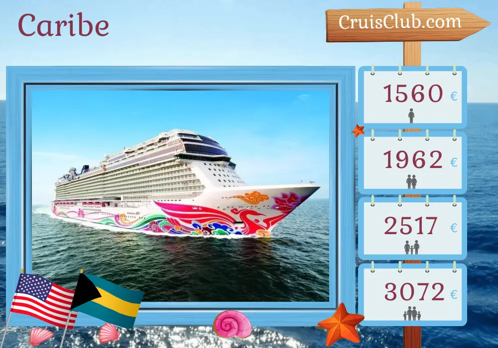 Crucero por el Caribe desde Miami a bordo del barco Norwegian Joy con visitas a Estados Unidos y Bahamas por 5 días