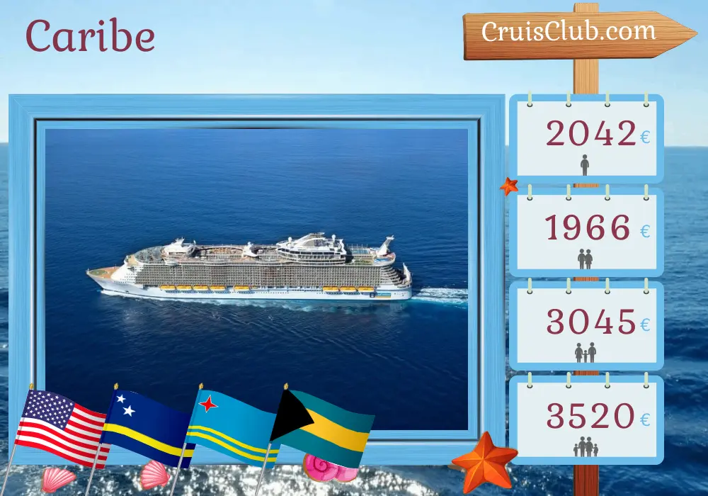 Cruzeiro no Caribe de Fort Lauderdale a bordo do navio Oasis of the Seas com visitas aos EUA, Curaçao, Aruba e Bahamas por 9 dias