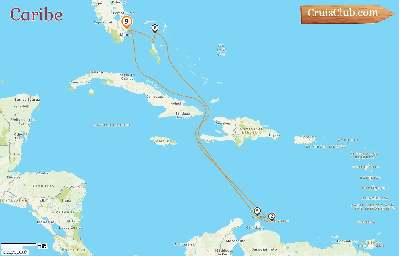 Cruzeiro no Caribe de Fort Lauderdale a bordo do navio Oasis of the Seas com visitas aos EUA, Curaçao, Aruba e Bahamas por 9 dias