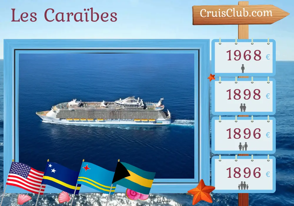 Croisière dans les Caraïbes au départ de Fort Lauderdale à bord du navire Oasis of the Seas avec des visites aux États-Unis, à Curaçao, à Aruba et aux Bahamas pendant 9 jours