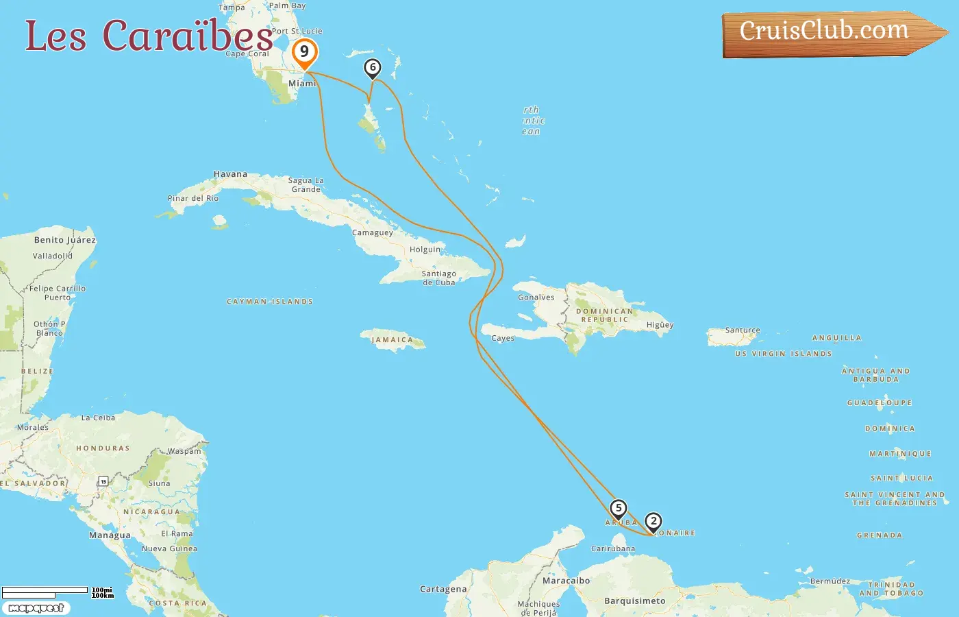 Croisière dans les Caraïbes au départ de Fort Lauderdale à bord du navire Oasis of the Seas avec des visites aux États-Unis, à Curaçao, à Aruba et aux Bahamas pendant 9 jours