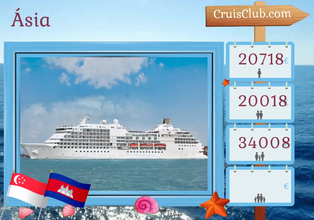 Cruzeiro na Ásia de Benoa para Laem Chabang a bordo do navio Seven Seas Navigator com visitas a Indonésia, Singapura, Vietnã, Camboja e Tailândia por 15 dias