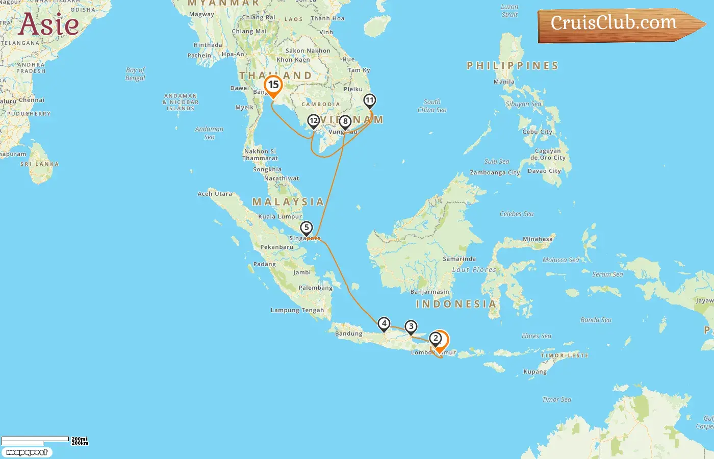 Croisière en Asie de Benoa à Laem Chabang à bord du navire Seven Seas Navigator avec des visites en Indonésie, à Singapour, au Viet Nam, au Cambodge et en Thaïlande pendant 15 jours