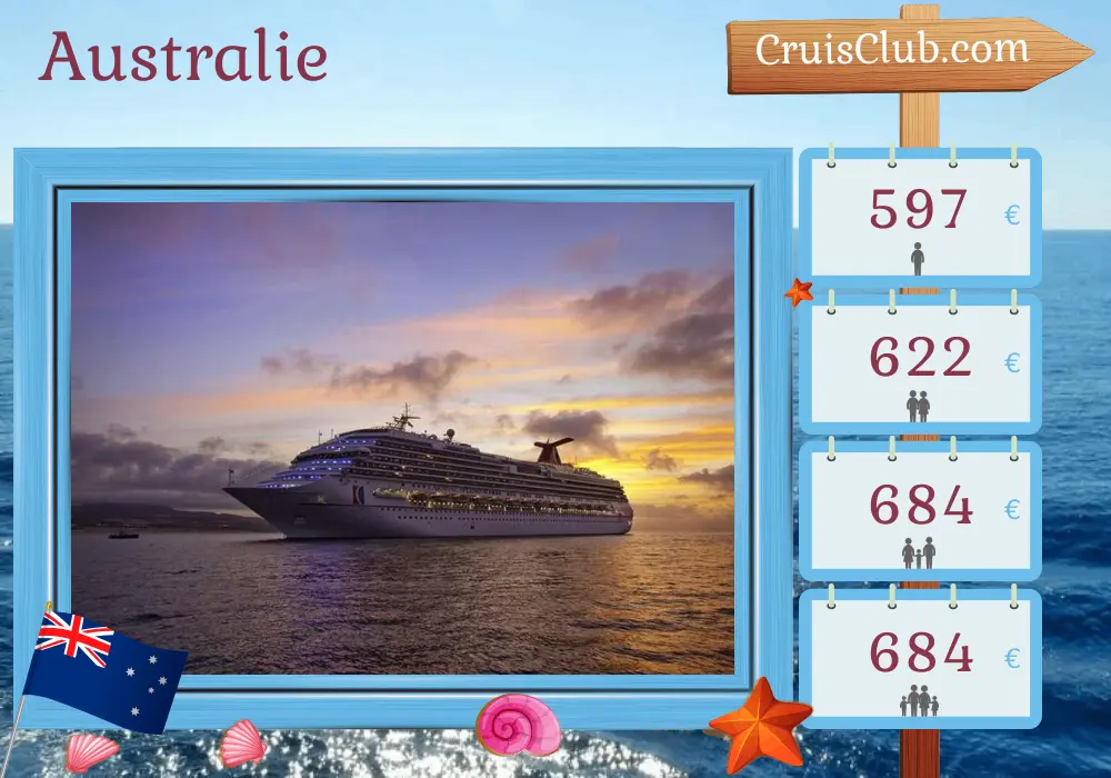 Croisière en Australie au départ de Sydney à bord du navire Carnival Splendor avec des escales en Australie pendant 5 jours
