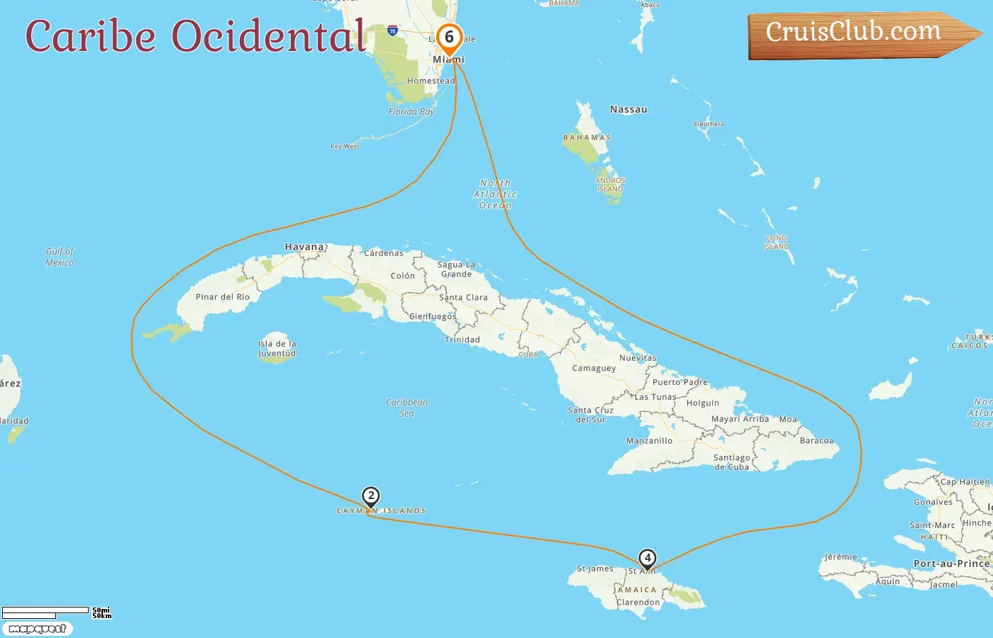 Cruzeiro no Caribe Ocidental de Miami a bordo do navio Carnival Sunrise com visitas aos EUA, Ilhas Cayman e Jamaica por 6 dias