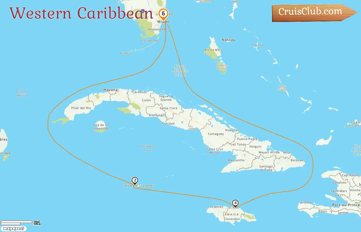 Cruise in the Western Caribbean from Miami aboard Carnival Sunrise ship with visits to USA, Cayman Islands, and Jamaica for 6 days