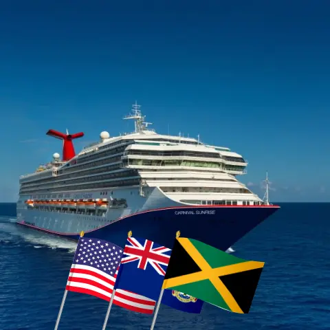 Cruise in the Western Caribbean from Miami aboard Carnival Sunrise ship with visits to USA, Cayman Islands, and Jamaica for 6 days