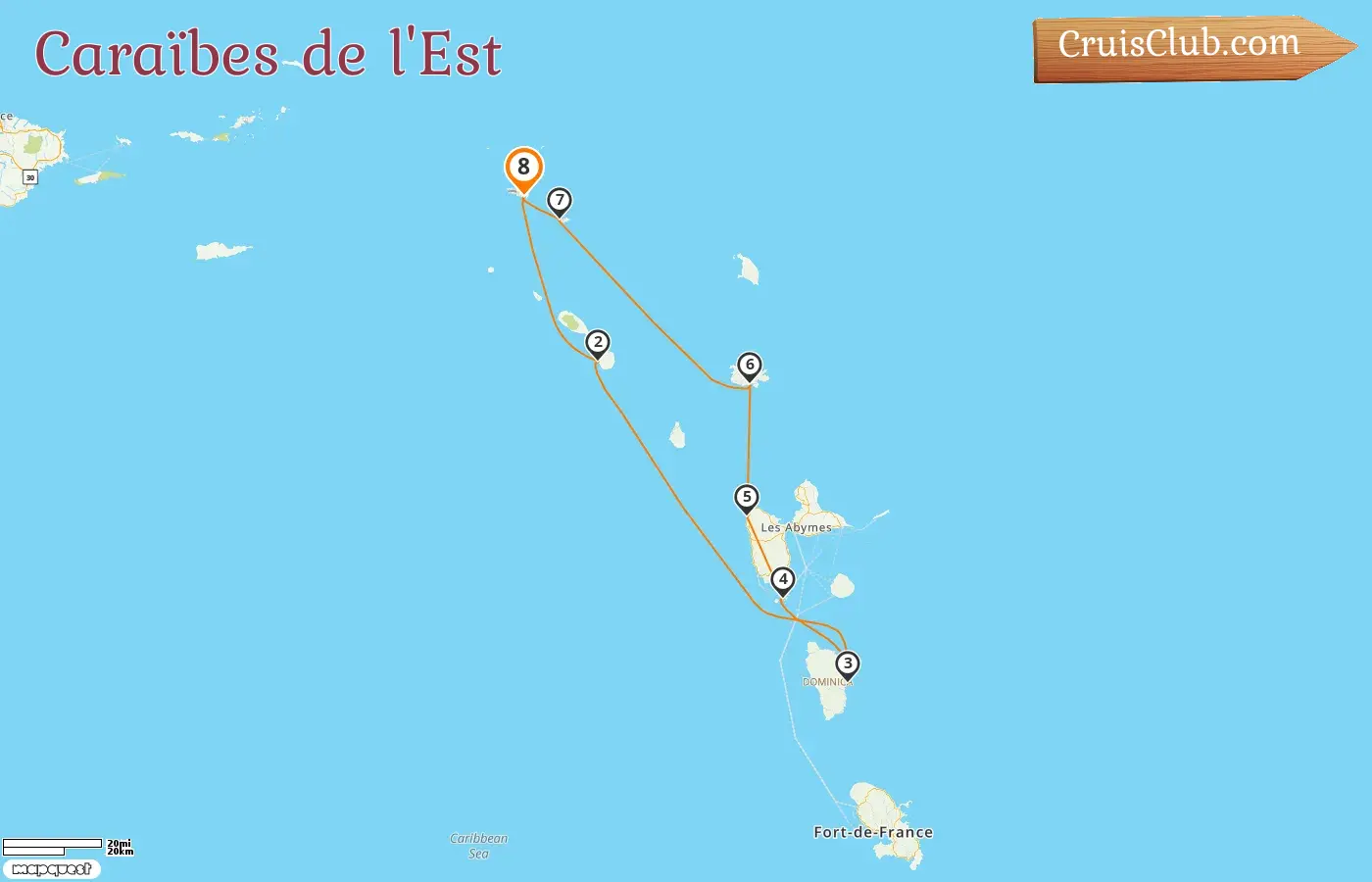 Croisière dans les Caraïbes orientales au départ de Philipsburg à bord du navire Star Flyer avec des visites à Saint-Christophe-et-Niévès, la Dominique, la Guadeloupe et Saint-Barthélemy pendant 8 jours