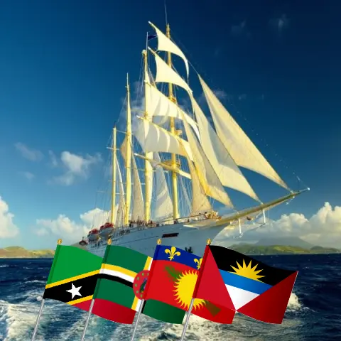 Cruise in the Eastern Caribbean from Philipsburg aboard Star Flyer ship with visits to Saint Kitts and Nevis, Dominica, Guadeloupe, and Saint Barthélemy for 8 days