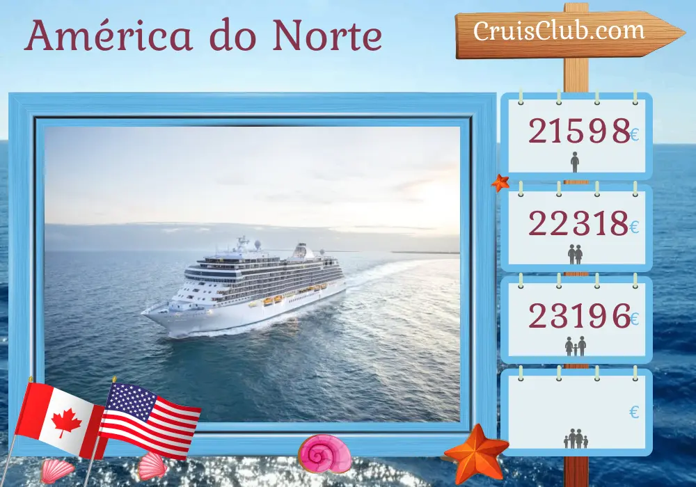 Cruzeiro na América do Norte de Montreal a Miami a bordo do navio Seven Seas Splendor com visitas ao Canadá, Ilhas Virgens Britânicas, Porto Rico e EUA por 17 dias