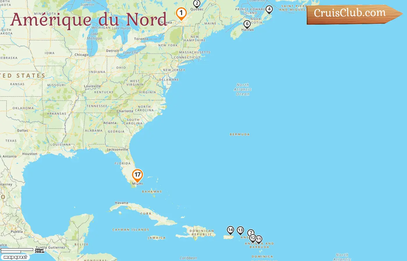 Croisière en Amérique du Nord de Montréal à Miami à bord du Seven Seas Splendor avec escales au Canada, aux îles Vierges britanniques, à Porto Rico et aux États-Unis pendant 17 jours