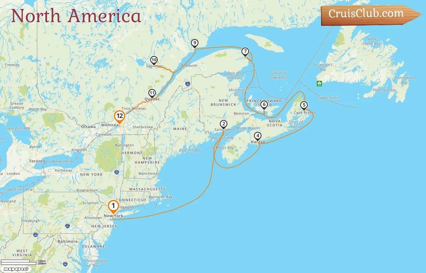 Cruise in the North America from New York to Montreal aboard Seven Seas Splendor ship with visits to USA and Canada for 12 days