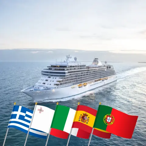 Cruise in the Mediterranean from Piraeus to Lisbon aboard Seven Seas Splendor ship with visits to Greece, Malta, Italy, Tunisia, Spain, and Portugal for 11 days