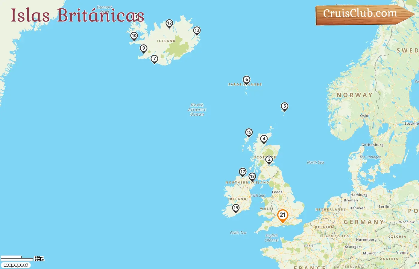 Crucero por las islas Británicas desde Southampton a bordo del barco Seven Seas Voyager con visitas a las Islas Feroe, Islandia e Irlanda durante 21 días